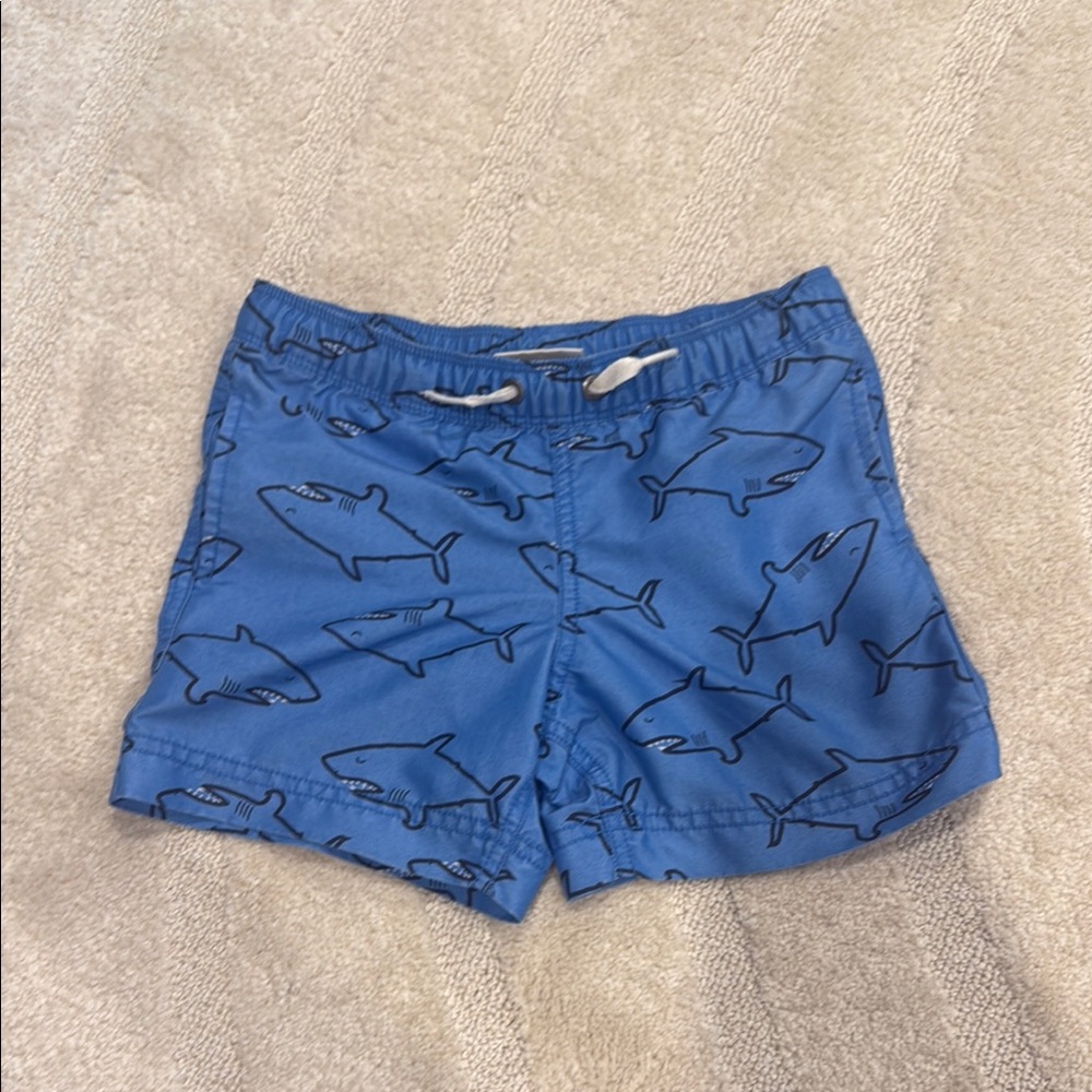 Hanna Andersson Blue Shark Pattern Swim Shorts
